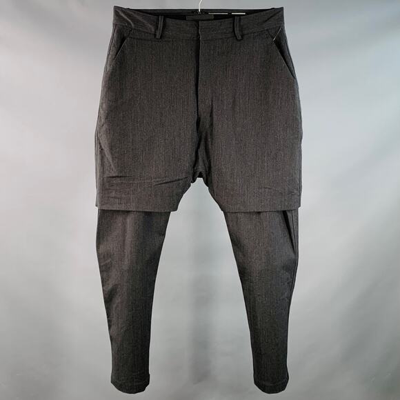 CH. Size 32 Charcoal Grey Wool Blend Twill Layered Button Fly Casual Pants - Picture 1 of 7